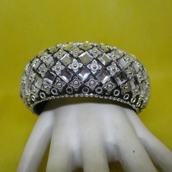 Wide Mirrored Bangle Bracelet - Picture 6 of 6